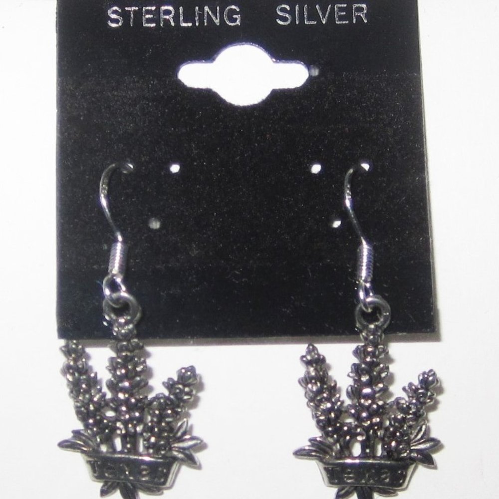 Sterling silver& pewter Texas Blue Bonnet earrings